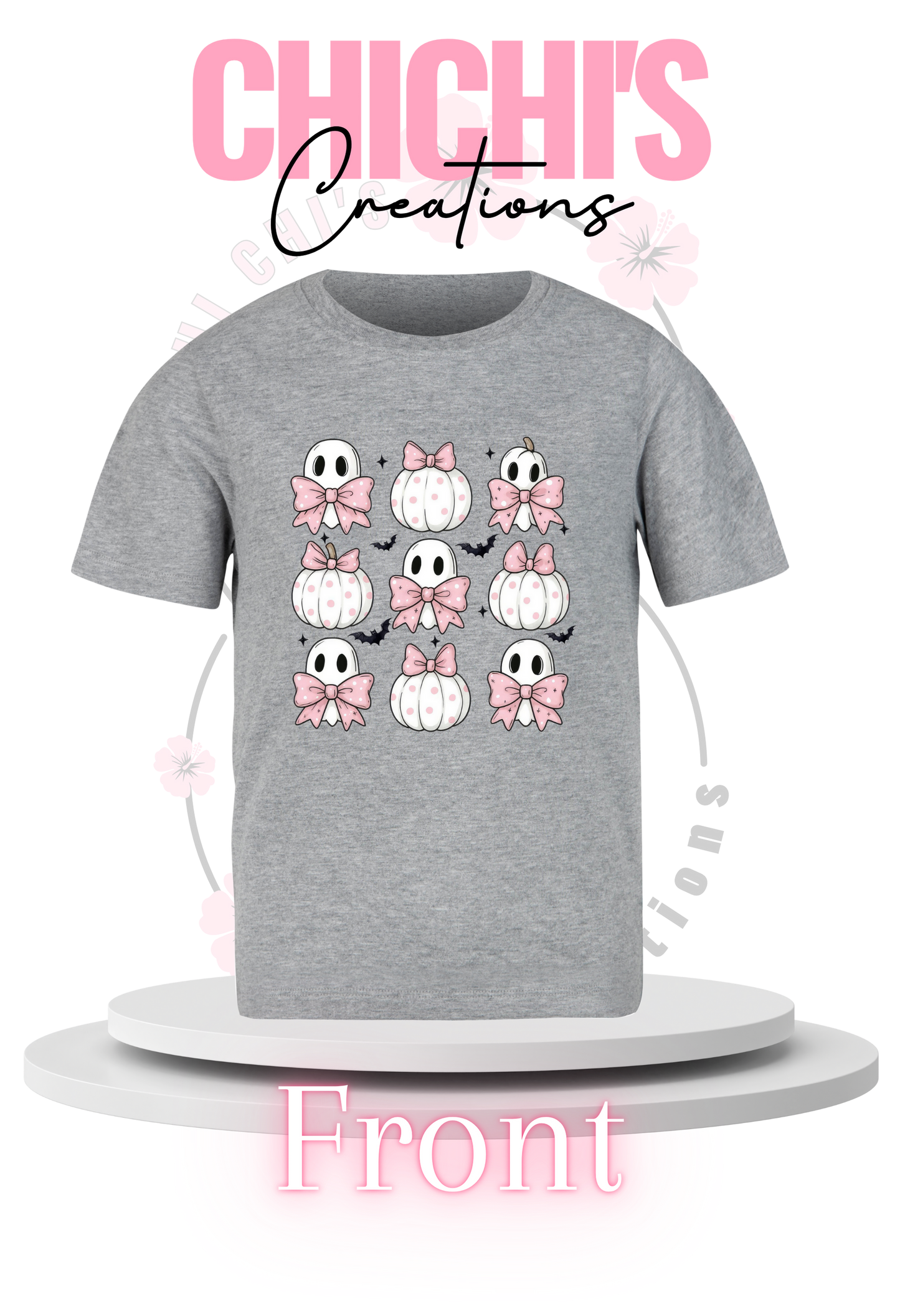 Pink bows Ghost pumpkin