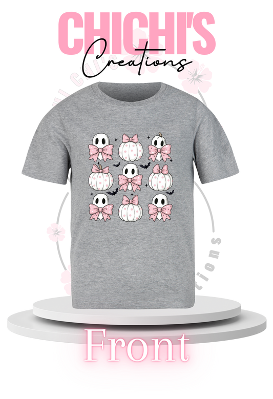 Pink bows Ghost pumpkin