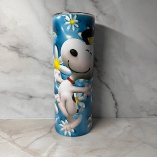 white dog dancing 20oz tumbler