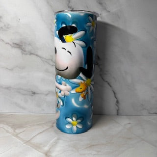 white dog dancing 20oz tumbler