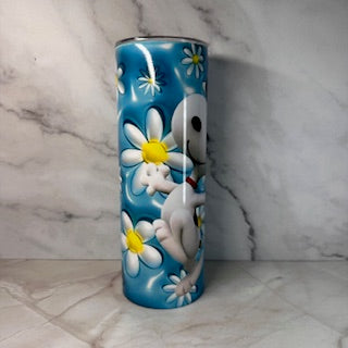 white dog dancing 20oz tumbler